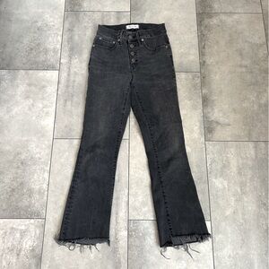 Madewell Cali Demi Boot faded black raw hem jeans size 25.